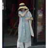 Vestido Feminino Estilo Japonês de Manga Curta Solto Versátil Gola Redonda Verão Feminino Fino Senso de Design Cor Sólida Redutor de Idade Longo