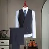 Nuevo chaleco de traje de doble botonadura para hombre de lana y Tencel Lyocell con cuello chal para padrinos y novios