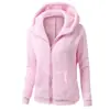 Sudadera de Color Sólido con Capucha Suelta de Felpa con Cremallera para Mujer Amazon 2025