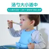 Cuchara Tenedor de Silicona para Bebé Dumo con Mango de Madera traje Cuchara Tenedor para Alimentación Infantil Suave Resistente a Caídas Alimentos Complementarios para el Hogar del Bebé