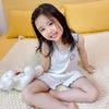 Conjunto de Colete Novo 2023 Roupas de Casa de Verão para Meninas Conjunto de Pijama Infantil de Manga Curta em Modal Conjunto de Duas Peças