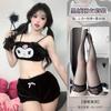 Íntimos Coração de Menina Estilo Japonês Novo da Duomila, Conjunto de Sutiã Top Tubo Kuromi de Veludo Preto Fofo, Pijama Roupa de Casa