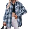 2024 Amazon Outono e Inverno Novo Transfronteiriço Europeu e Americano Moda Casual Oversize Solto Camisa Xadrez