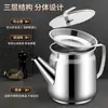 Olla para filtro de aceite para uso en la cocina, olla de acero inoxidable para aceite doméstico con filtro, recipiente para drenar y almacenar residuos de aceite, botella de aceite que evita que el aceite gotee