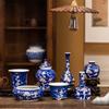 Adornos de salón de té chino Jingdezhen, florero de cerámica de mesa, florero de cerámica esmaltado a mano, ciruela roja, florero de cerámica
