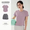 Traje Deportivo de Tenis, Ropa de Entrenamiento de Manga Corta para Mujer, Ropa de Secado Rápido para Correr al Aire Libre, Camisetas de Bádminton de Aspecto Adelgazante, Ropa de Fitness