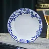 Plato de Porcelana Azul y Blanco Jingdezhen Color Bajo Esmalte Alta Temperatura Plato de Cerámica para el Hogar Plato Redondo Plato Hondo Plato para Sopa Plato de Hueso Plato para Servir