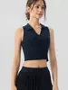 Chaleco deportivo para mujer con almohadillas en el pecho incorporadas, copas fijas, cuello tipo polo, sin mangas, ajustado, top de fitness, top de tenis
