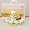 Dunhuang Cultural y Creativo Juego de Té Automático Giratorio para Servir Agua Juego Completo Caja de Regalo Kung Fu Cerámica Regalo Souvenir Personalización