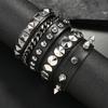 Pulsera de Cuero Multicapa de Moda Caliente Transfronteriza Europea y Americana Pulsera de Remaches Estilo Punk Personalizado Joyería Hip-hop para Hombre