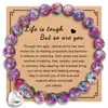 Pulseira de Ágata Roxa com Contas Artesanais, Cartão de Presente de Natal, Coração de Ágata Roxa Amoroso, Turquesa Azul, Pulseira com Pingente Roxo