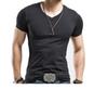 Verão masculino de cor sólida com decote em V manga curta Top Base Camisa Slim Fit T-shirt Meia Manga Atacado Esportes Manga Curta Top para Homens