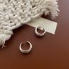 Anillo abierto ovalado grande y liso con nicho simple de plata esterlina S925, anillo de dedo de cola femenina, anillo ancho de muelle regordete, simple