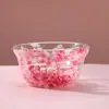 Tigela de Vidro de Camada Dupla com Flores Secas Atacado em Estoque Vidro de Alto Borossilicato Transparente Tigela para Salada de Frutas e Vegetais Tigela de Salada de Alto Valor