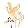 Tarjeta de Pastel de Acrílico Wind Golden Crane Xiangyun para Celebrar Cumpleaños Estrella Decoración de Pastel de Cumpleaños Enchufe Bendición