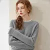 Suéter 100% Caxemira Pura Feminino 2026 Novo Estilo Color Block Gola Redonda Solto Tricô Espesso Suéter Top Temperamento Para o Trabalho