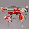Niño bombero camión de bomberos coche galleta decoración pastel Día del Niño adorno enchufe cumpleaños infantil