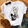 Amazon deseo manga corta europeo y americano divertido estampado de princesa patrón camiseta de manga corta cuello redondo top para mujer AliExpress