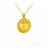 [Desvanecimiento lento] Mismo estilo que en las joyerías: Collar atrapasueños color oro arena con colgante de carácter "Fu", alta resistencia del color, venta al por mayor para regalos de mejor amiga