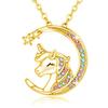 Collar para niños con forma de semicírculo de muesca colorida y unicornio creativo transfronterizo europeo y americano más vendido de Amazon, al por mayor