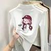 Blusa casual de manga comprida para meninas DeRong, nova coleção outono e inverno, design estiloso e versátil de gola alta para crianças mais velhas