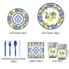 Estilo Nacional Azul y Blanco Tema Fiesta de Cumpleaños Cubiertos Desechables de Papel, Platos de Papel, Vasos de Papel, Servilletas de Papel, Juego de Vajilla al por Mayor
