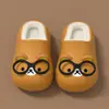 Óculos Pantufas de Algodão Infantil Meninos Meninas Outono Inverno com Calcanhar Fechado Impermeável Antiderrapante Casa Pai-Filho Bebê Sapatos de Algodão Impermeável