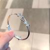Pulseira Bracelete de Couro Quente ao Vivo Design de Nicho de Luxo Leve Feminino Moda Pulseira de Prata Banhada a 999 Pulseira Aberta Sólida