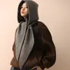 Chapéu e Cachecol Integrados Balaclava Lã Misturada Moda Coreana Dongdaemun Chapéu de Tricô Vermelho Retrô