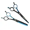 Nuevas Tijeras de Peluquería Negras y Azules en Forma de A de 5.5 pulgadas, Tijeras para Cortar el Cabello, Tijeras Planas, Tijeras para Flequillo, Tijeras Entresacadoras