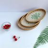 Bandeja de Casca de Rattan Vietnamita Tecida à Mão com Conchas Coloridas Prato Decorativo para Frutas Enfeites Criativos Bandeja de Armazenamento para Chá