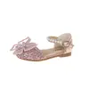 Zapatos de Baile de Verano Huecos Estilo Nuevo con Pedrería YNXU para Niñas Sandalias de Princesa con Lazo para Niños 2026