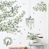 Fondo de pantalla de planta de hoja verde fresca pájaro Guirnalda sala de estar Fondo de pared para TV decoración Pegatinas de PVC 10485