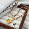 Nuevo Estilo Chino Vietnamita Arena Dorada Esmalte Oro Antiguo Perla León Despertar Colgante para Mujer Exquisito Suéter Tejido Collar