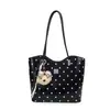 Bolso de mano con lunares para chica, estilo coreano, gran capacidad, versátil, bolso tote, bolso de hombro de moda de nicho