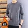 Sudadera con capucha para hombre de 360g Estilo Otoño/Invierno Aterciopelada Gruesa Holgada Versátil Moderna Sudadera de cuello redondo Top Casual