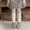 Calcetines de algodón para niña Shoeshang con mini moños, engrosados y cálidos para otoño e invierno, adecuados para usar con leggings como calentadores de pantorrillas