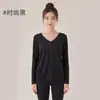 Camiseta de Manga Larga para Mujer Chuanton de Hilo de Bambú para Fitness Secado Rápido Transpirable Cordón Lateral Holgada Cubre Imperfecciones Top para Pilates Yoga