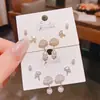 Novedad 2025 Pendientes Elegantes de Hoja de Ginkgo y Concha de Perla Tres Pares Estilo Coreano Aguja de Plata Juego de Seis Piezas de Joyería para Orejas