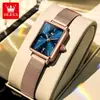 Reloj Marca Oris Olevs Transmisión en Vivo de Douyin Reloj Cuadrado Pequeño de Gama Alta de Nicho Regalo Reloj de Cuarzo para Mujer