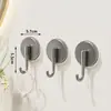 Gancho en forma de J con ventosa, sin rastro, sin perforación, gancho adhesivo fuerte de carga para cocina y baño, gancho individual para colgar llaves y toallas en la pared