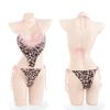 Lencería Sexy de Tres Piezas para Mujer, Atuendo Seductor, Lindo Conjunto de una Pieza con Estampado de Leopardo, Busto Pequeño Juego de Rol Apasionado 2701