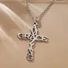 Collar Cruz de Acero Inoxidable de Venta Caliente Transfronterizo Europeo y Americano Colgante con Forma de Cruz Letra Inglesa Ins Hip-Hop Venta al por Mayor