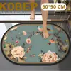Suministro exclusivo transfronterizo de alfombrillas absorbentes de secado rápido para el suelo del baño con diseños de plantas y flores, alfombrillas de tierra de diatomeas, antideslizantes, resistentes a la suciedad, lavables a máquina