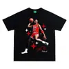 Nueva camiseta de verano retro americana de baloncesto para hombre de manga corta con un divertido estampado de Morant con doble pistola, corte holgado