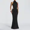 Vestido Cruzado de Moda Europea y Americana para Mujer 2026, Vestido Largo de Fiesta Estilo Francés con Cuello Halter Ajustado, Vestido de Noche de Verano para Mujer