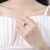 Celebridad de Internet Venta en Vivo Entrada Lujo Imitación Zafiro Natural Plata S925 Chapado Anillo Abierto Anillo para Mujer Joyería de Plata Seiko