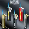 2023 Nuevo Encendedor Metálico Creativo Elegante Portátil Largo Recto a Prueba de Viento Llama Azul Encendedor Inflable