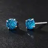 Pendientes de plata 999 pura con corte de fuegos artificiales degradados de color padparadscha para mujer, pendientes deslumbrantes de 6 mm de alta gama, pendientes para el cuidado de perforaciones, tachuelas para el cartílago de la oreja