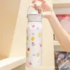 Estilo Lujo Ligero, Taza Térmica Grande de Aspecto Caro Estilo Caricatura, Vaso de Agua de Acero Inoxidable 316, Vaso con Popote para Estudiante